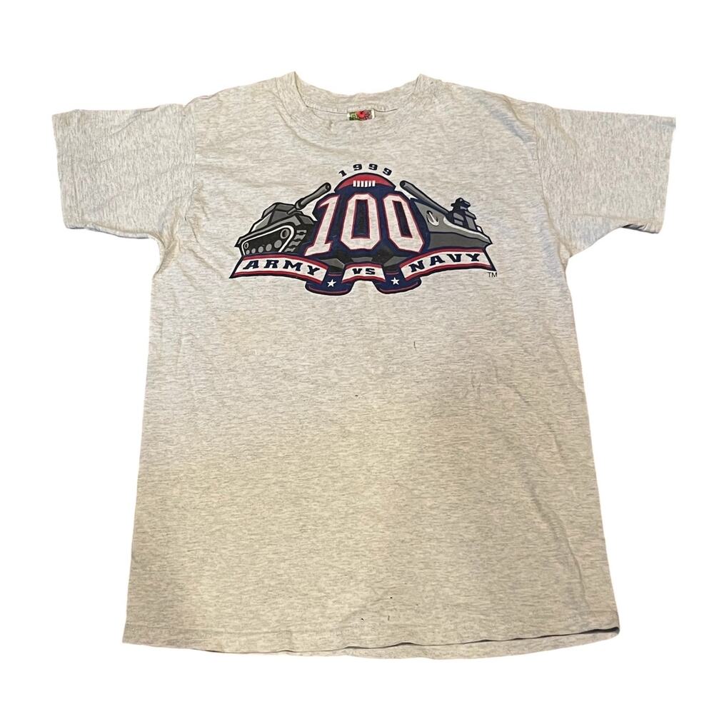 Vintage 1999 Army vs Navy Shirt Gray Size M 100th Game Football Graphic Tee